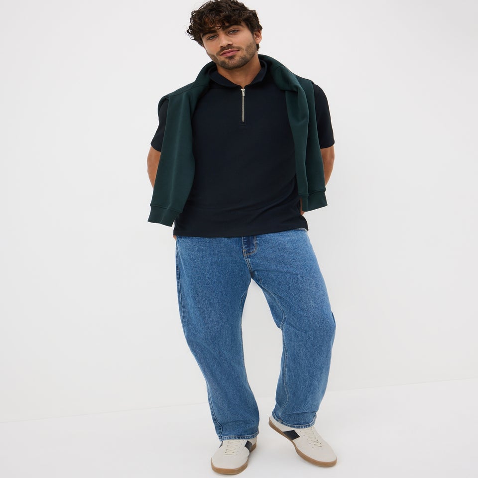 Navy Smart Bubble Polo Top