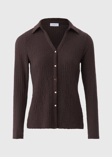 Chocolate Long Sleeve Textured Shirt