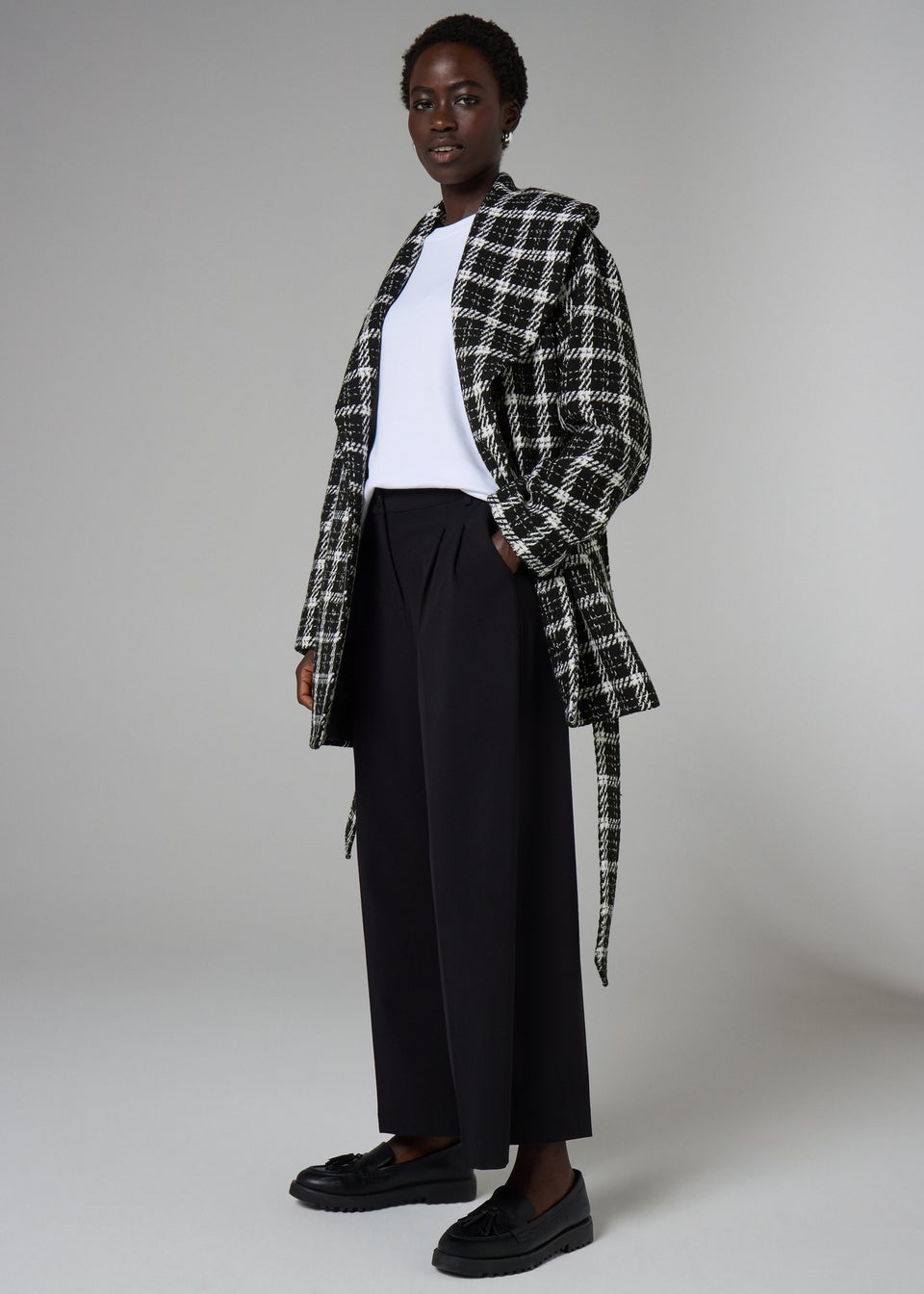 Et Vous Monochrome Check Coat