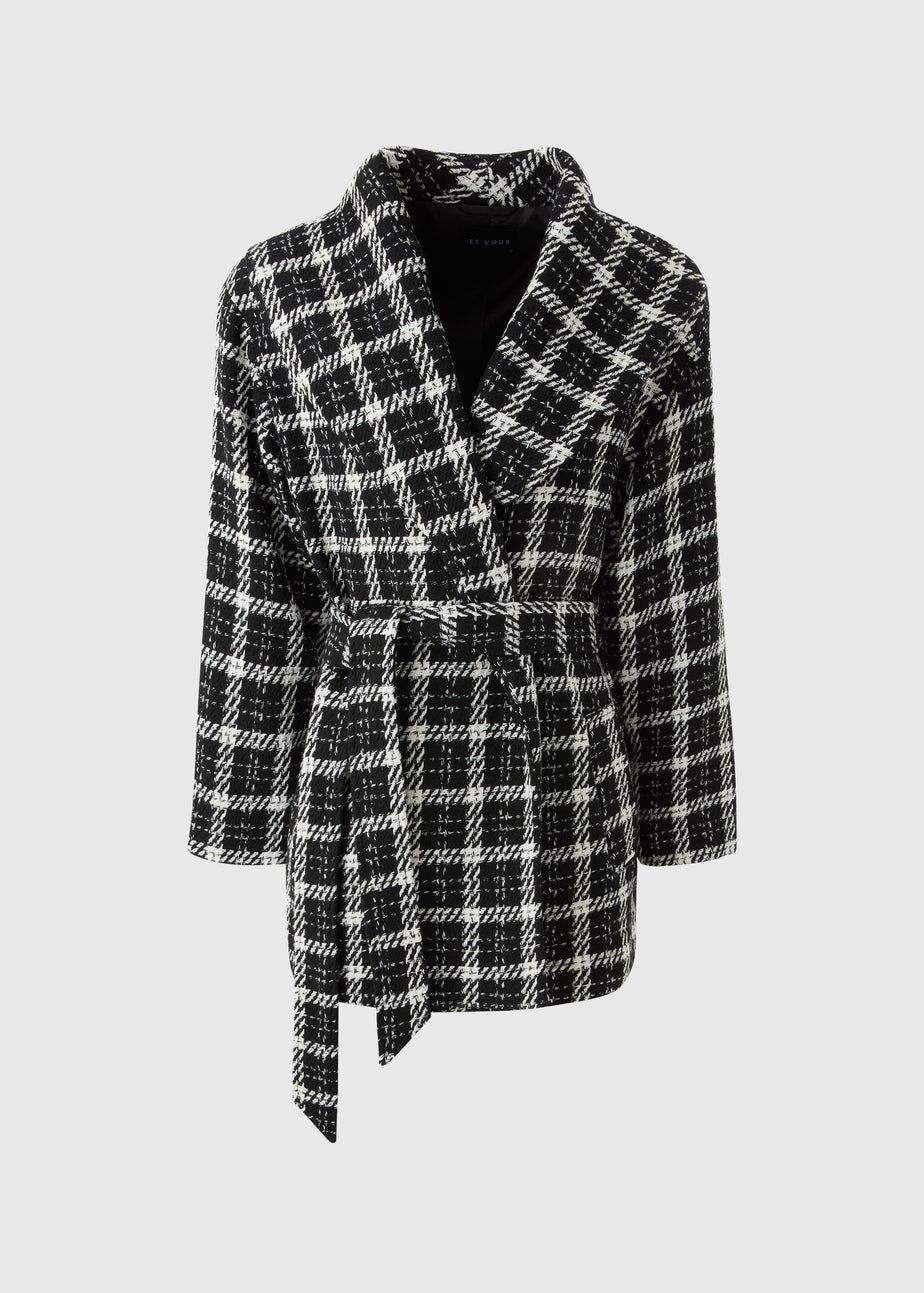 Et Vous Monochrome Check Coat