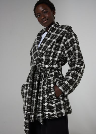 Et Vous Monochrome Check Coat