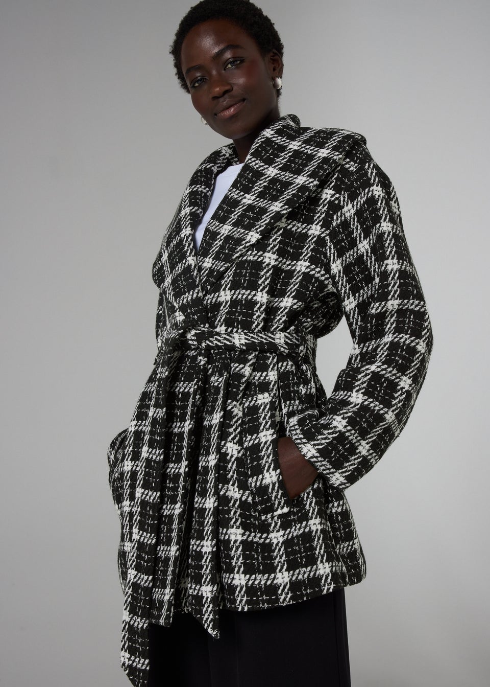Et Vous Monochrome Check Coat