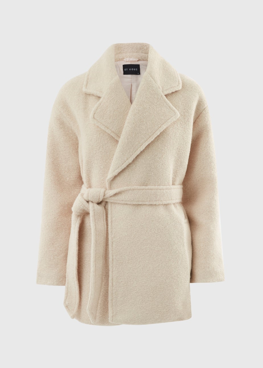 Et Vous Cream Borg Short Coat