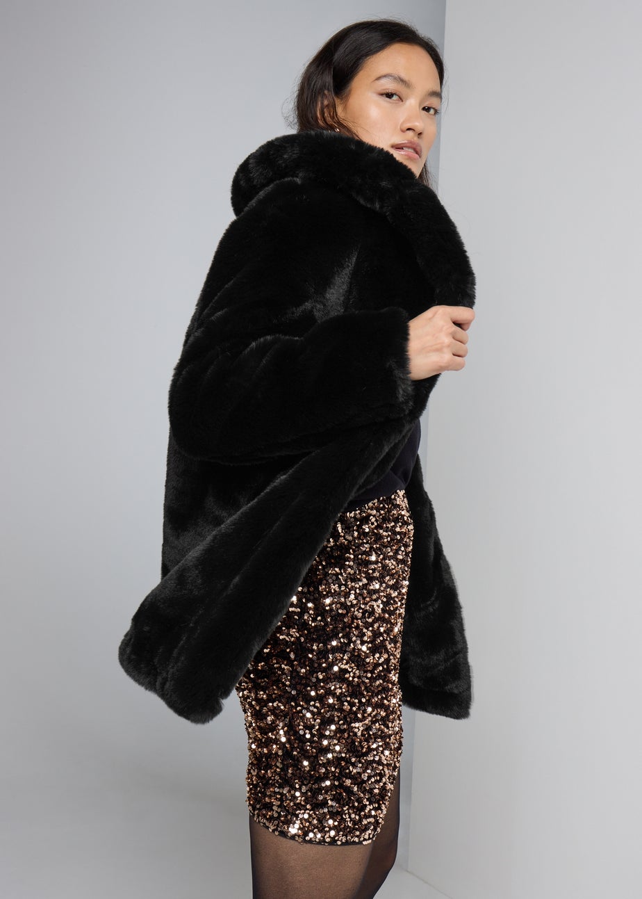 Et Vous Black Faux Fur Coat