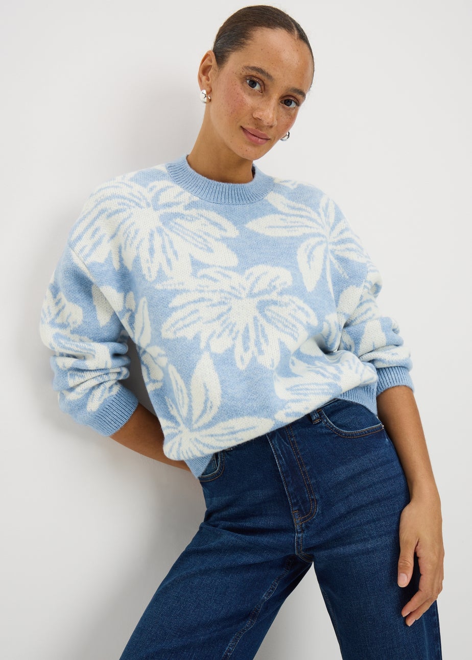 Blue Floral Jacquard Jumper