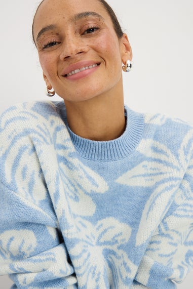Blue Floral Jacquard Jumper