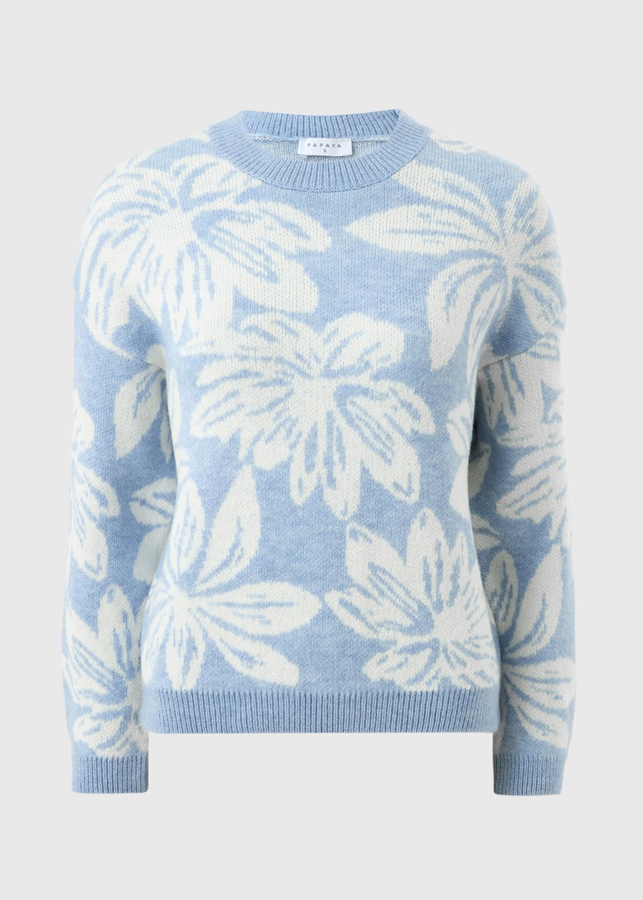 Blue Floral Jacquard Jumper