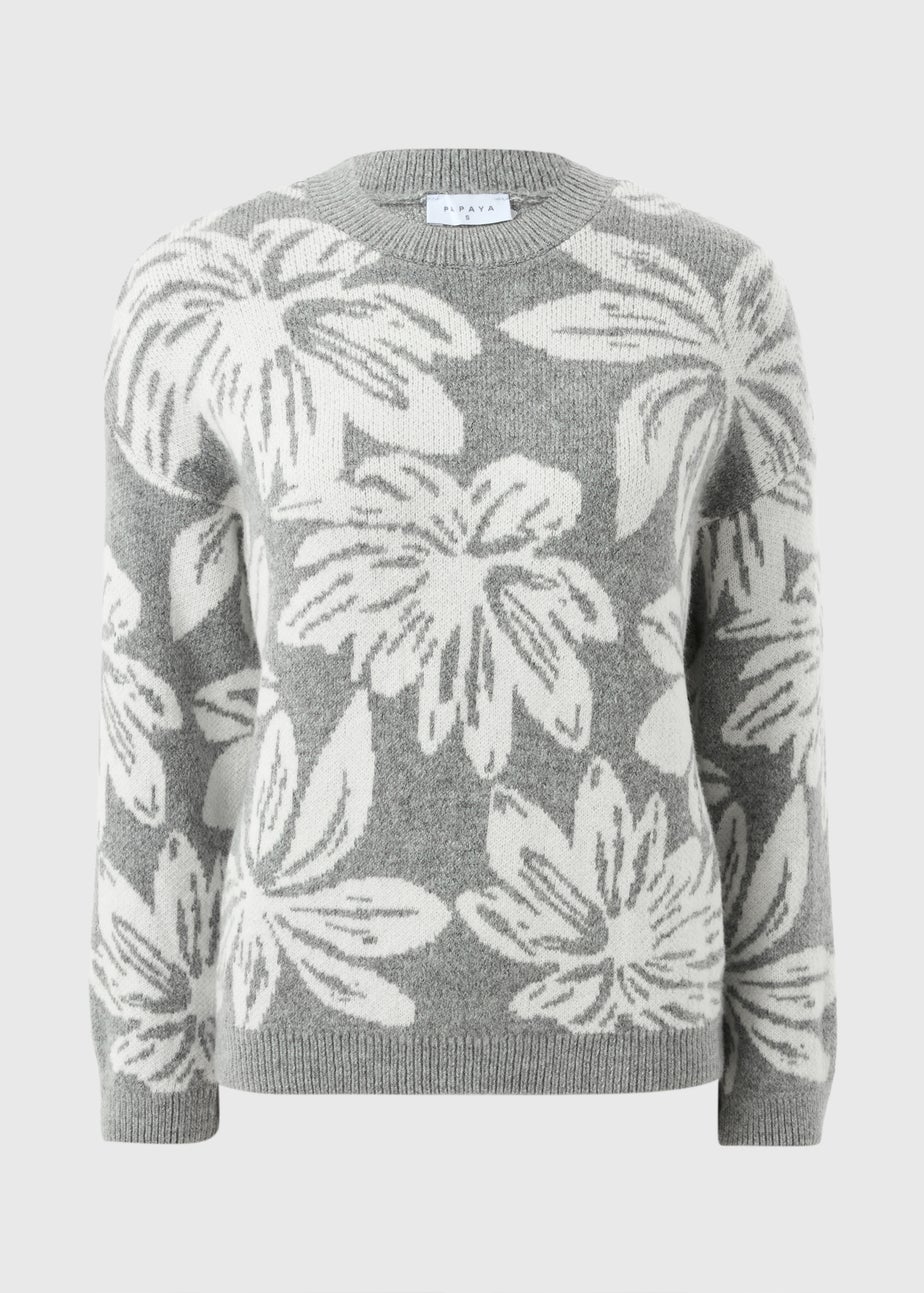 Grey Floral Jacquard Jumper