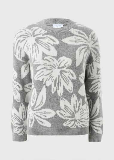 Grey Floral Jacquard Jumper