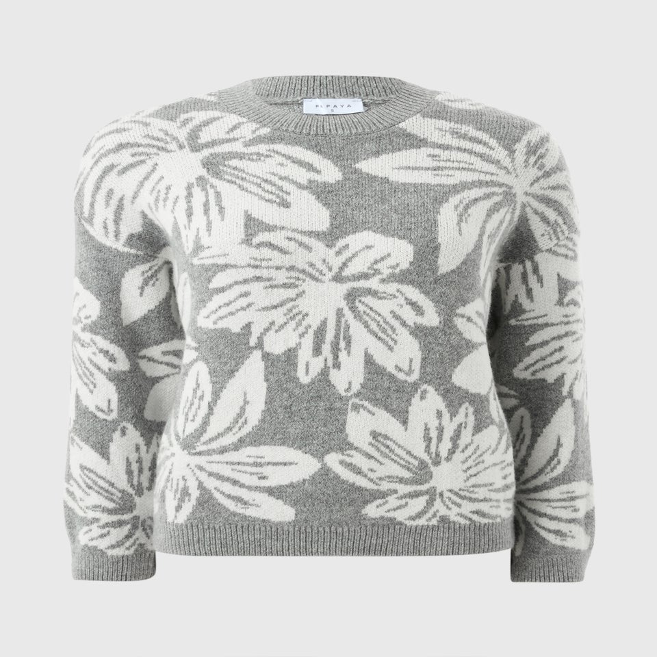 Grey Floral Jacquard Jumper