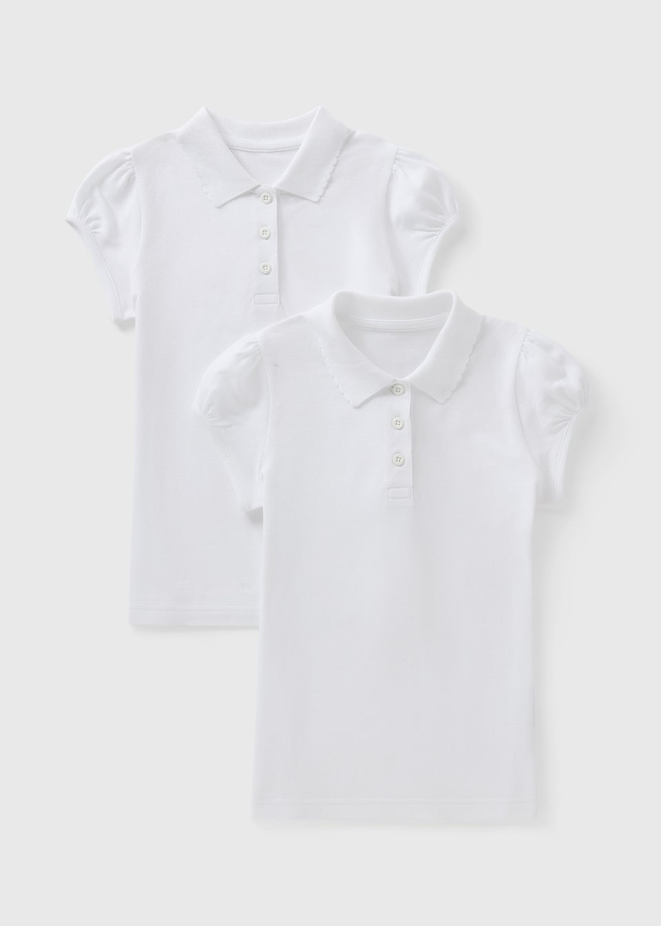 2 Pack Girls White Pretty Polo Tops (4-13yrs)