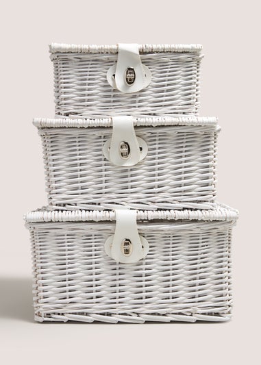 3 Piece White Trunk Baskets