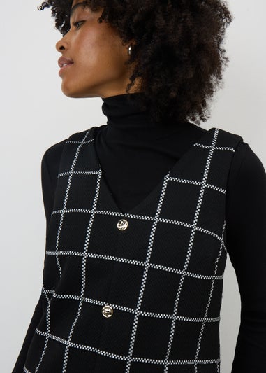 Black Check Boucle Pinafore