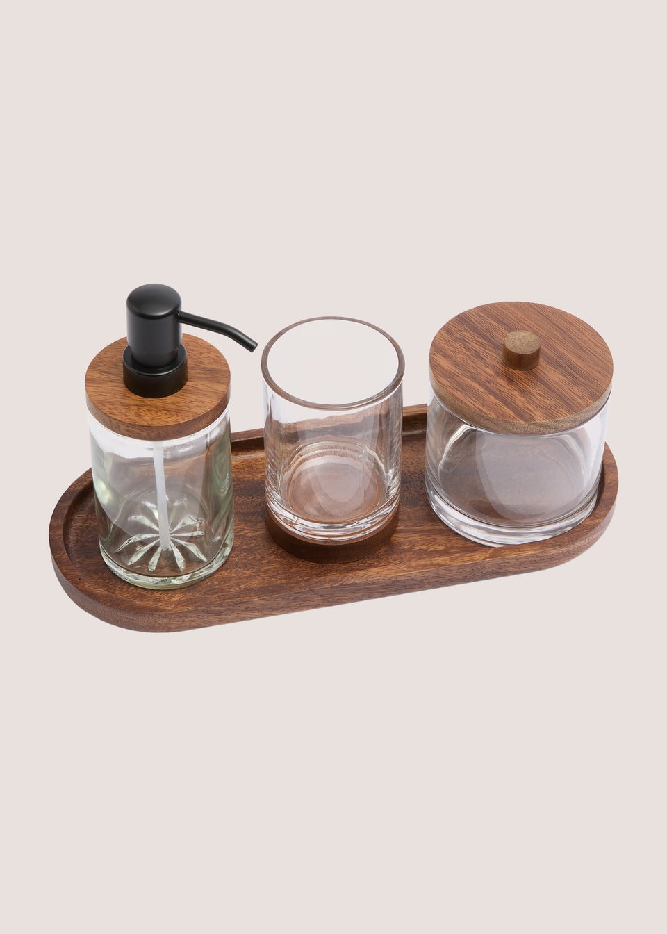 Wood Glass Basin Set