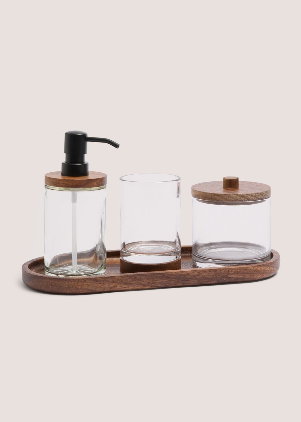 Wood Glass Basin Set