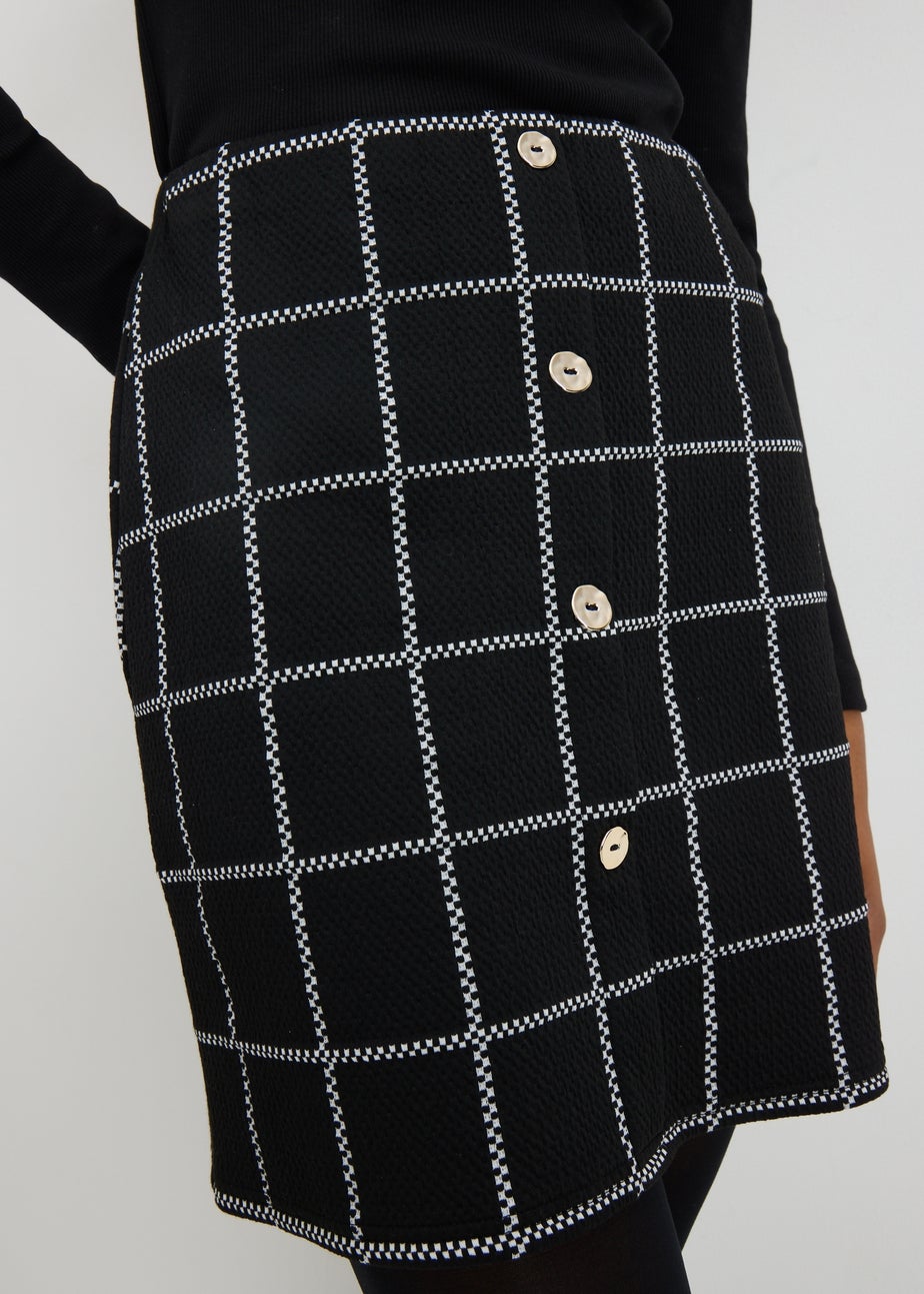 Black Check Boucle Mini Skirt