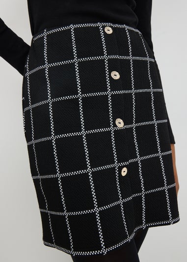Black Check Boucle Mini Skirt