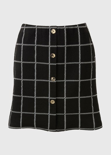 Black Check Boucle Mini Skirt