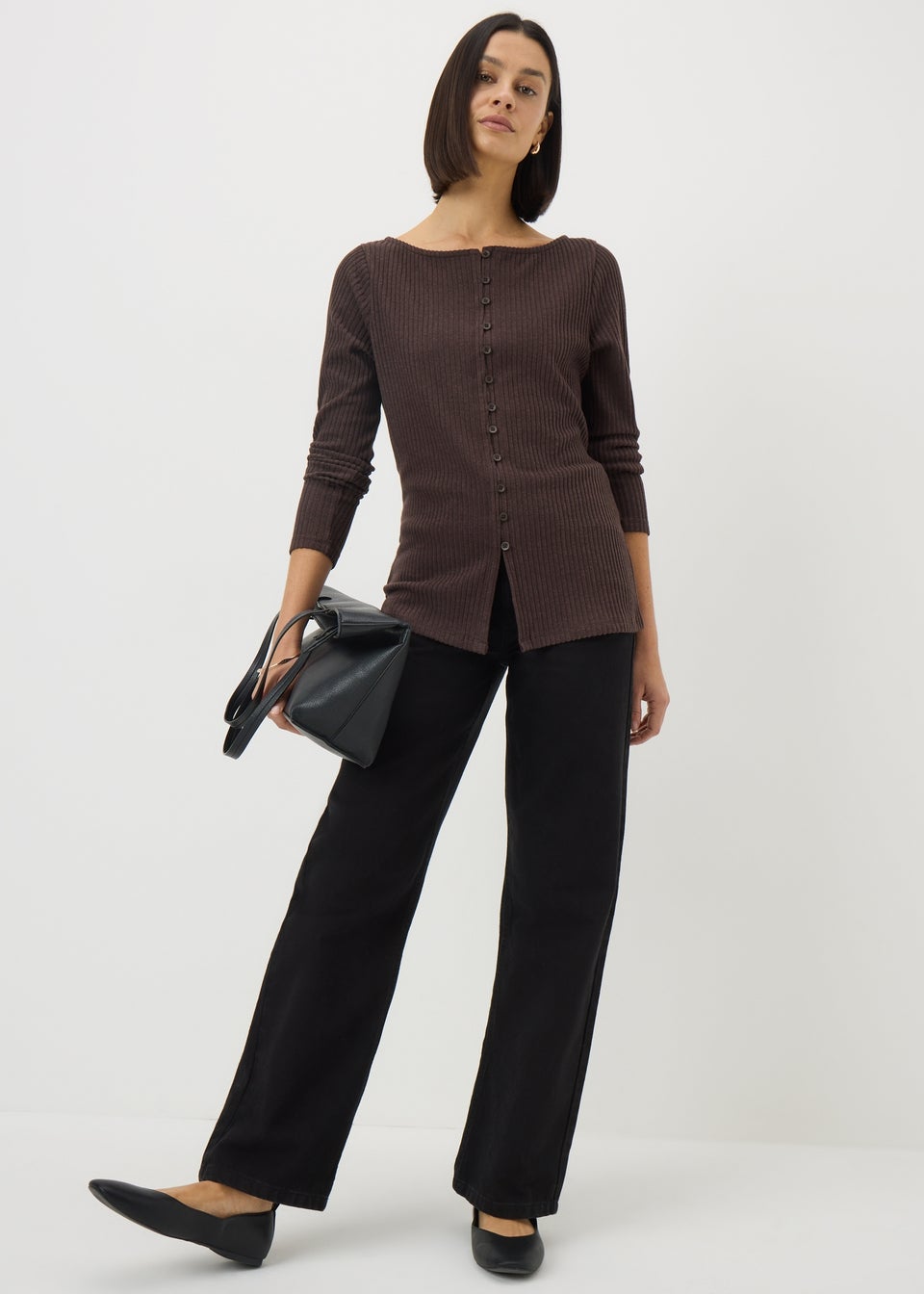 Brown Soft Touch Button Cardigan