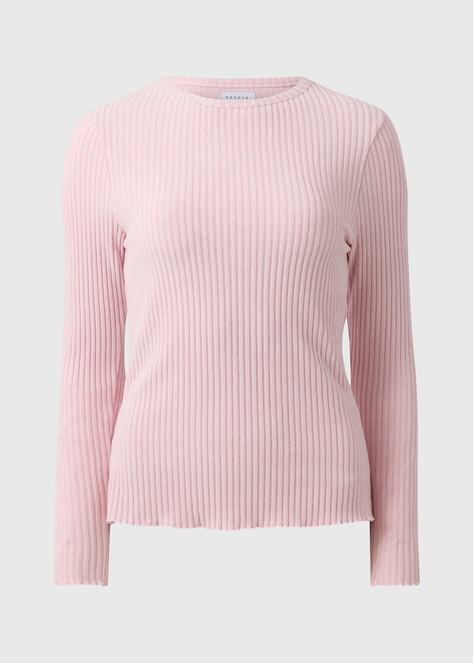 Pink Ribbed Soft Touch Long Sleeve Top