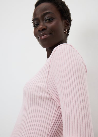 Pink Ribbed Soft Touch Long Sleeve Top