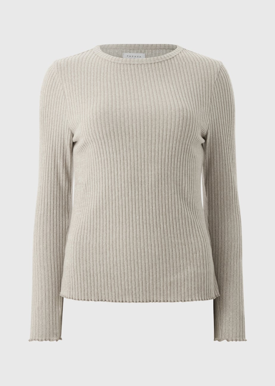 Mushroom Ribbed Soft Touch Long Sleeve Top