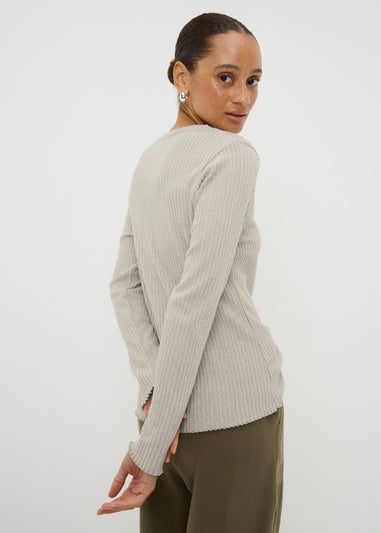 Mushroom Ribbed Soft Touch Long Sleeve Top
