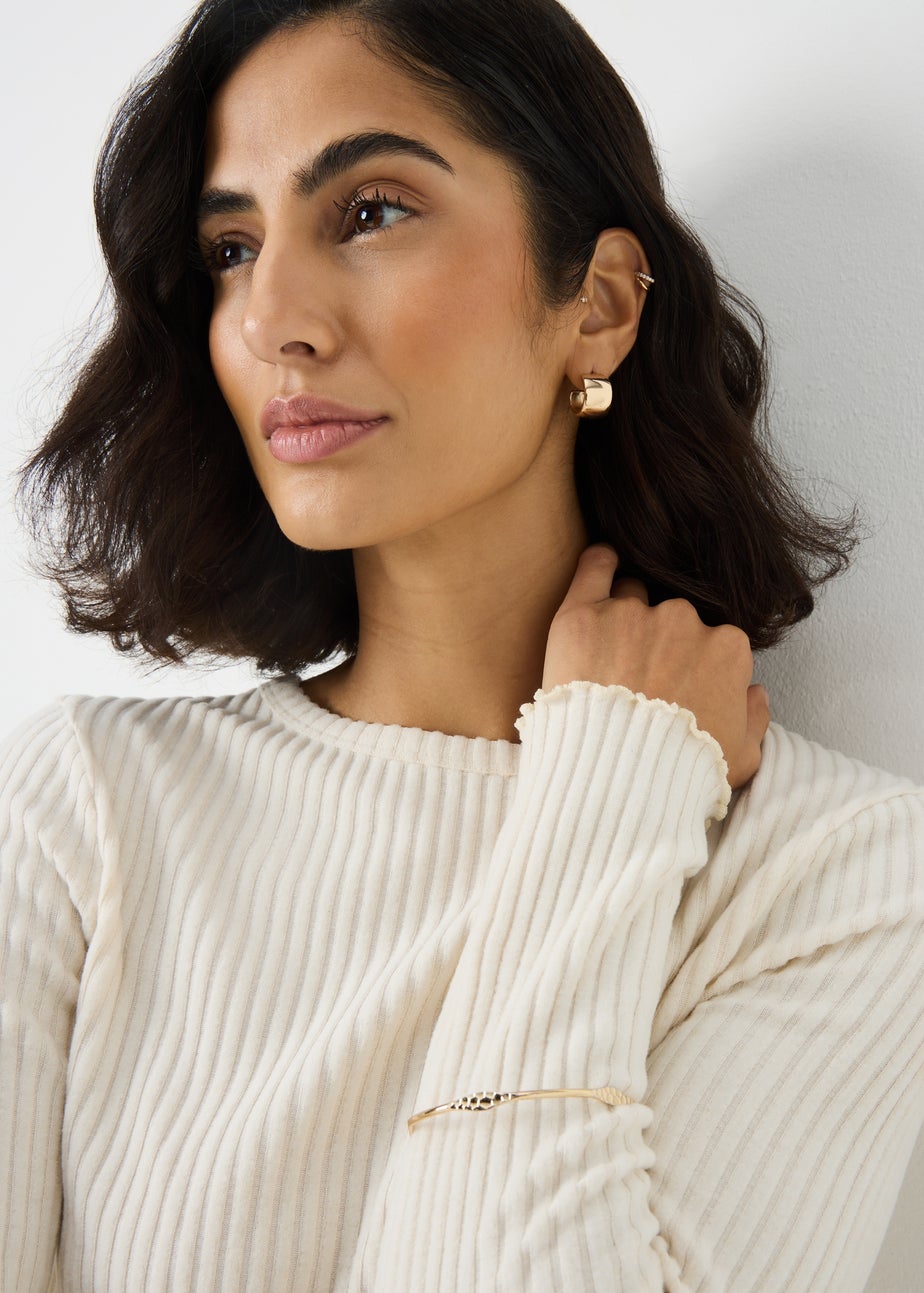 Cream Ribbed Soft Touch Top