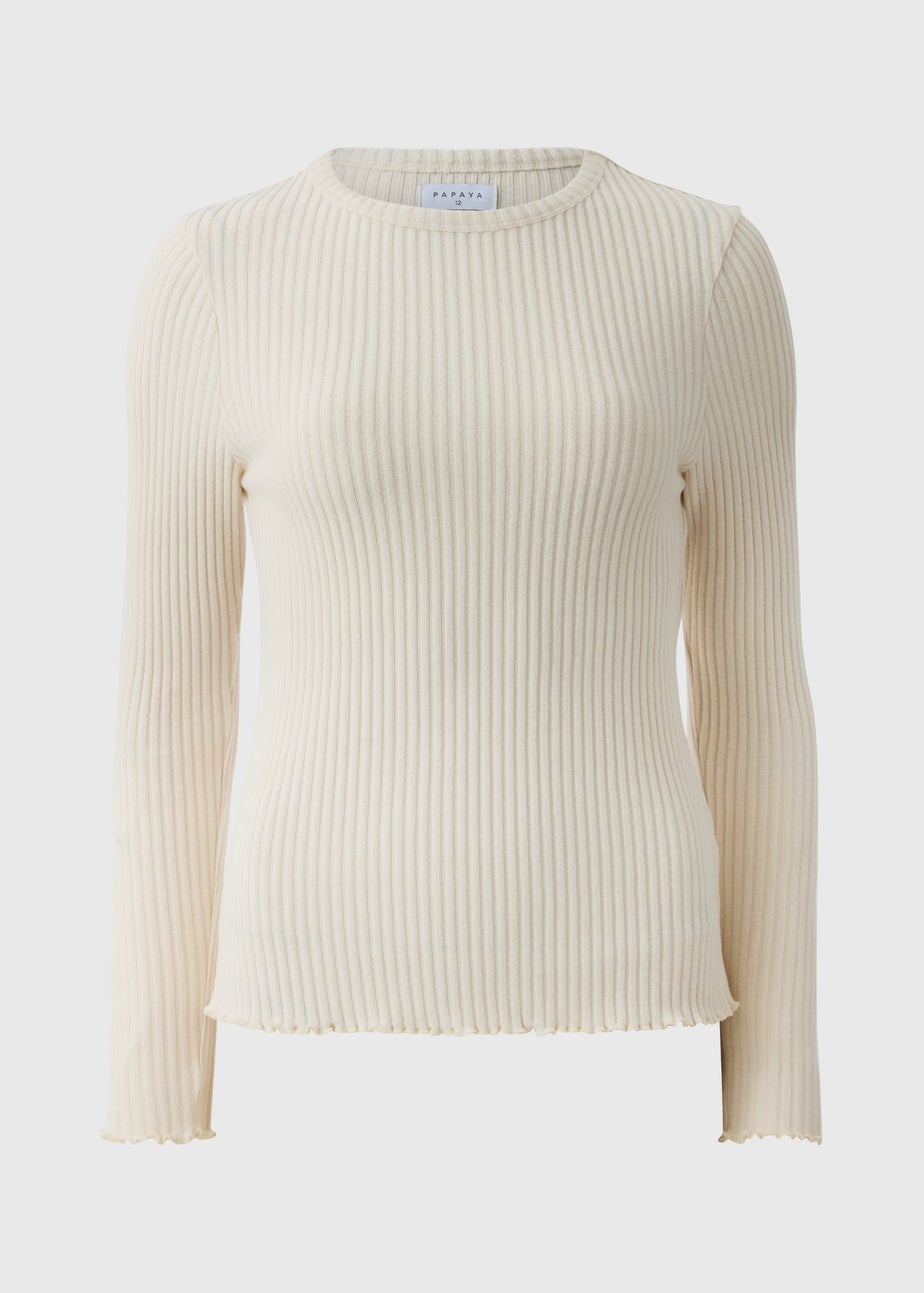 Cream Ribbed Soft Touch Top