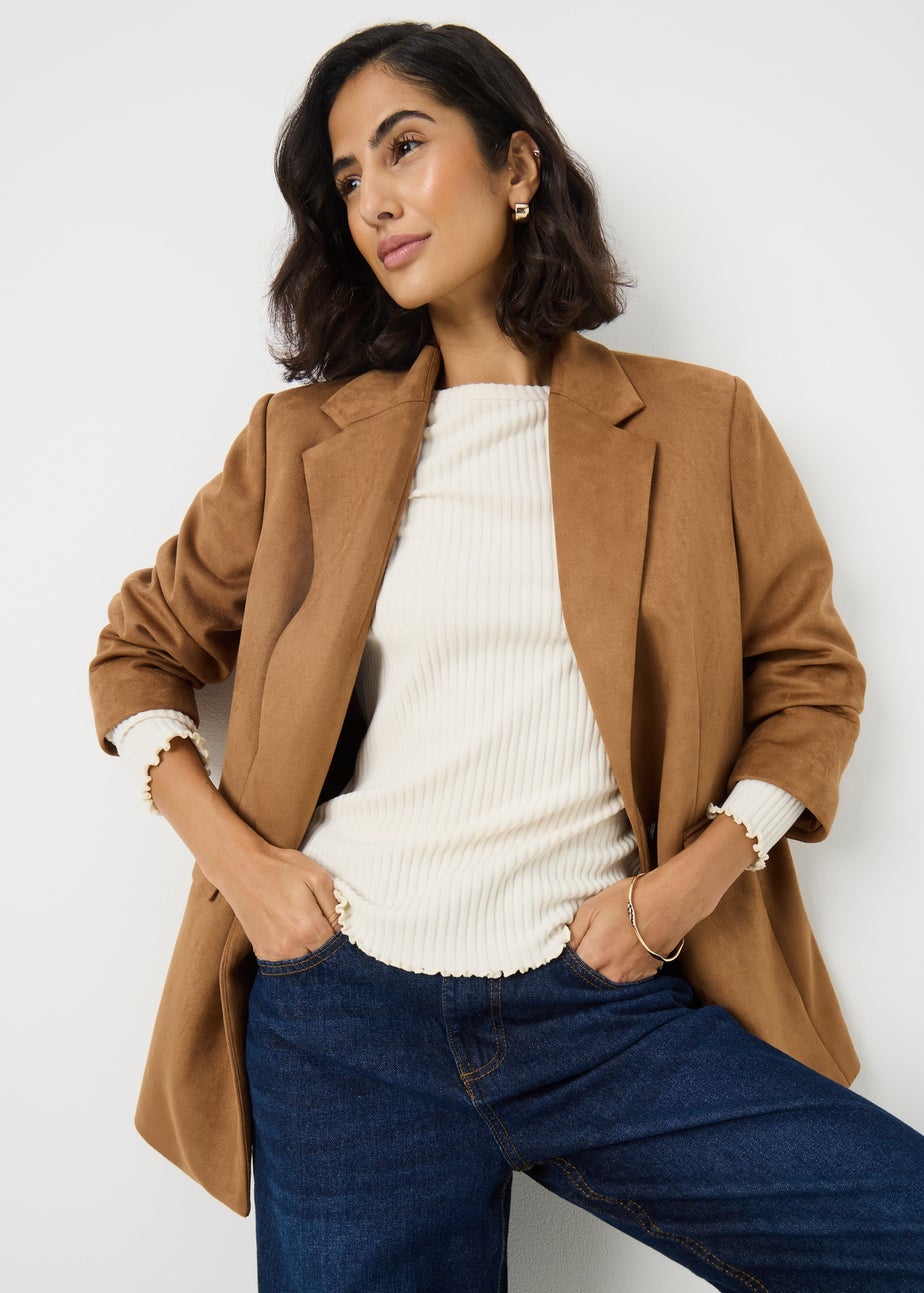 Cream Ribbed Soft Touch Top