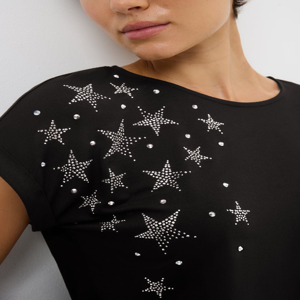 Black Sparkle Star Top