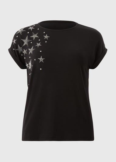 Black Sparkle Star Top