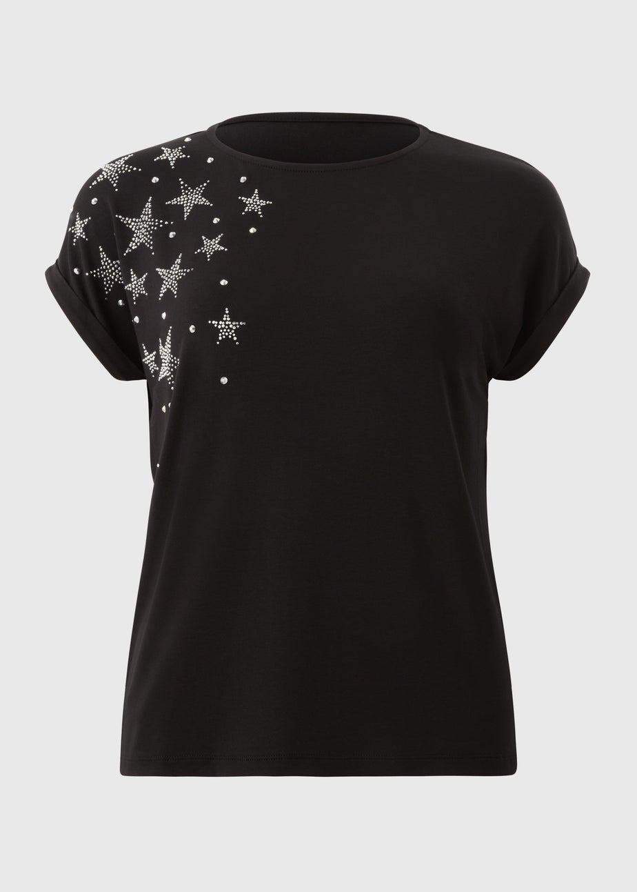 Black Sparkle Star Top