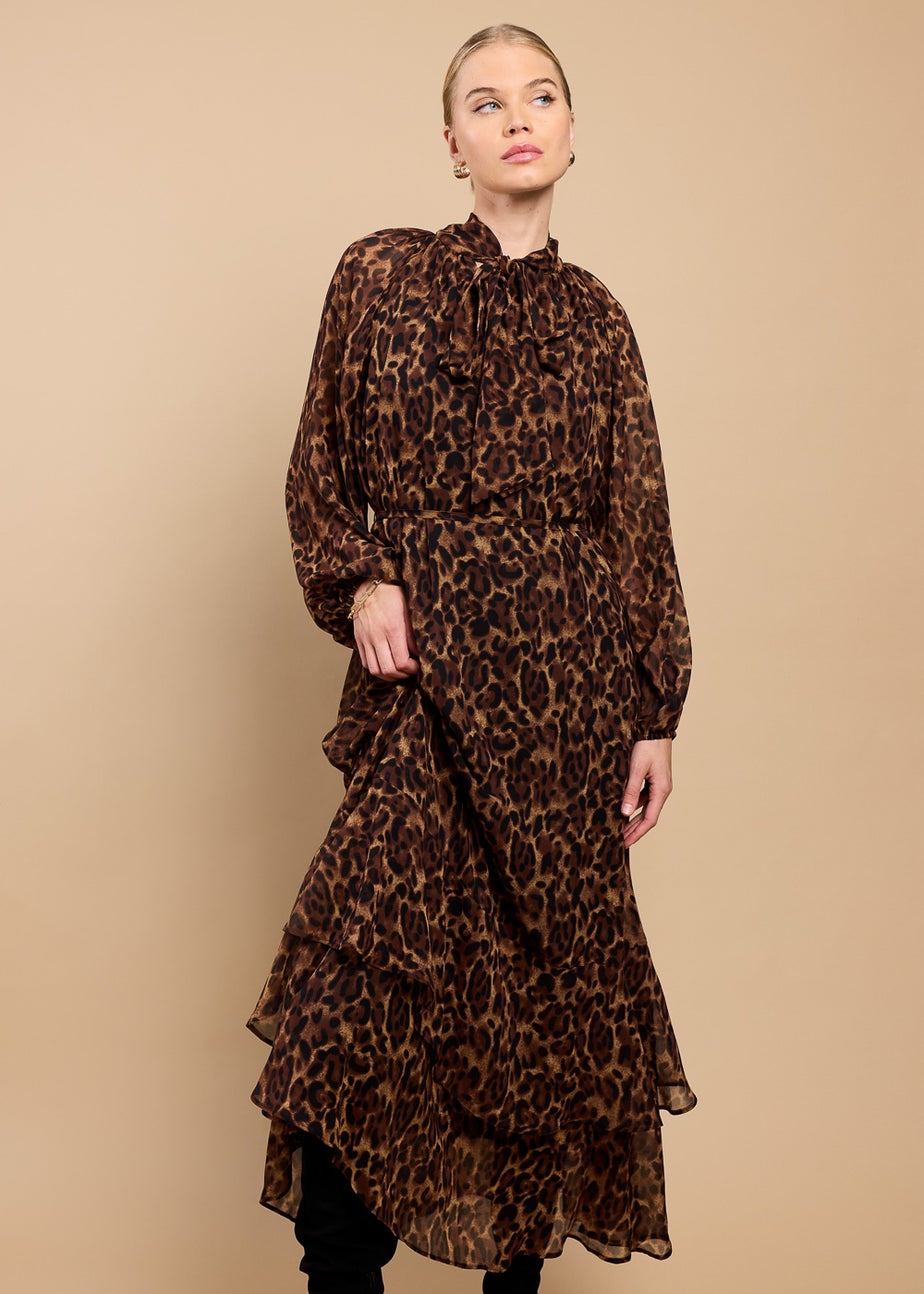 Little Mistress Leopard Print Chiffon Midaxi Dress by Vicky Pattison
