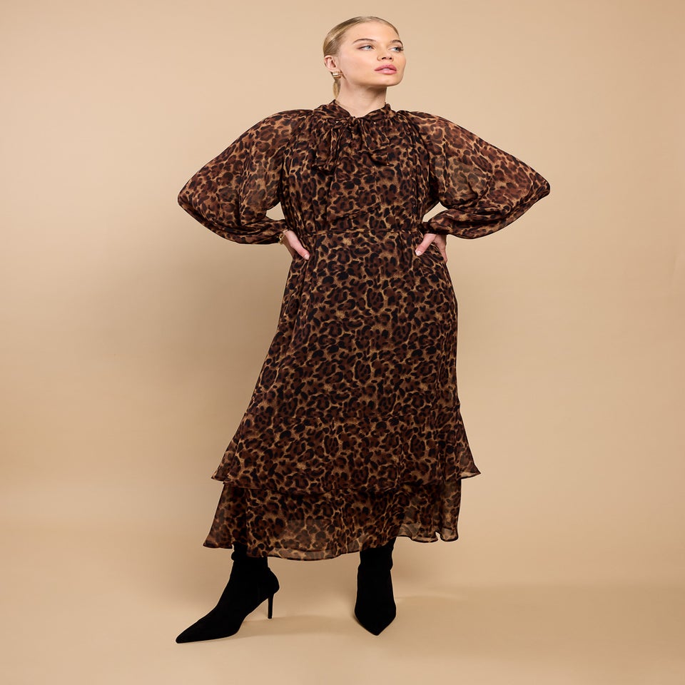 Little Mistress Leopard Print Chiffon Midaxi Dress by Vicky Pattison