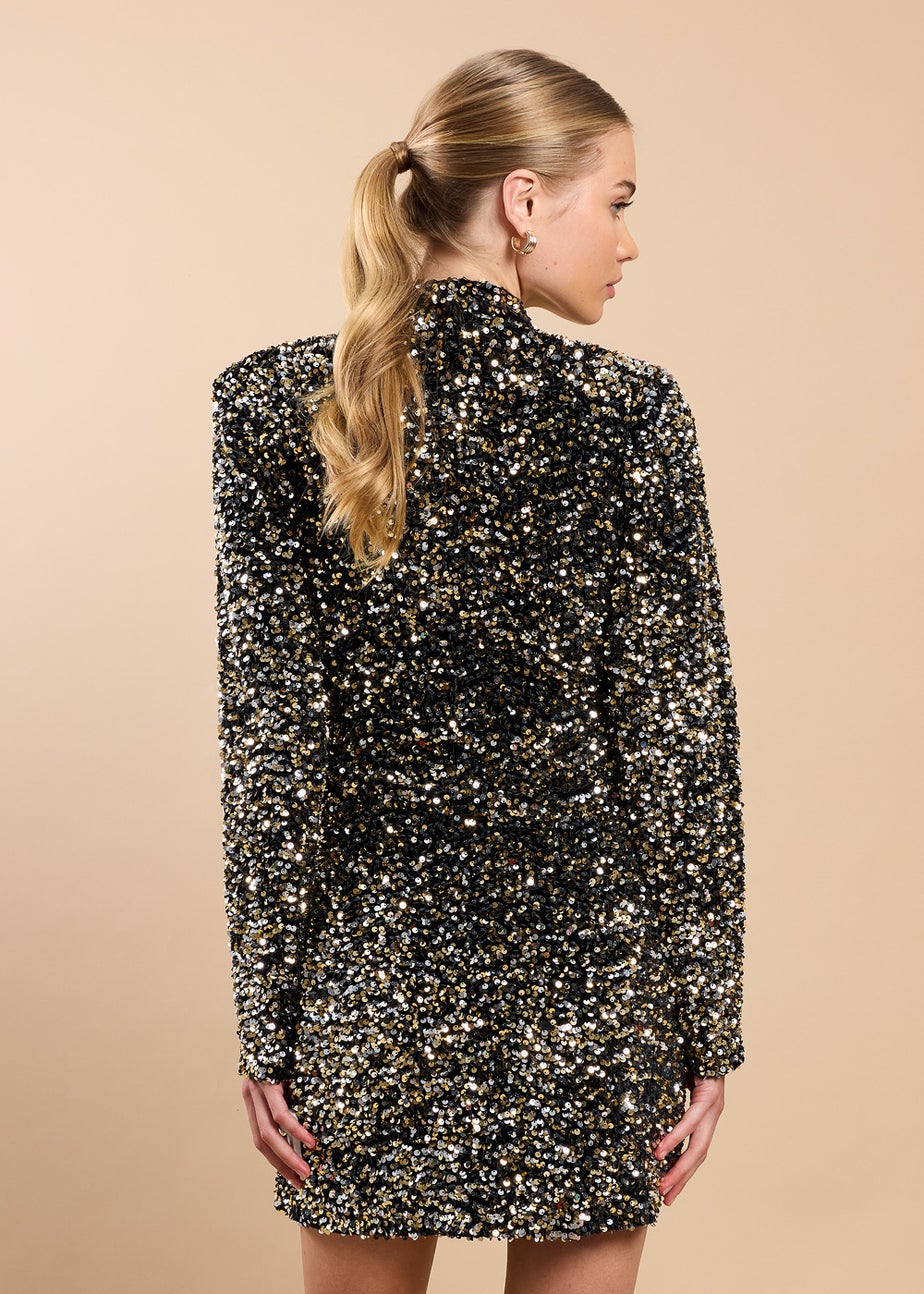 Little Mistress Gold Sequin Knot Detail Mini Dress by Vicky Pattison