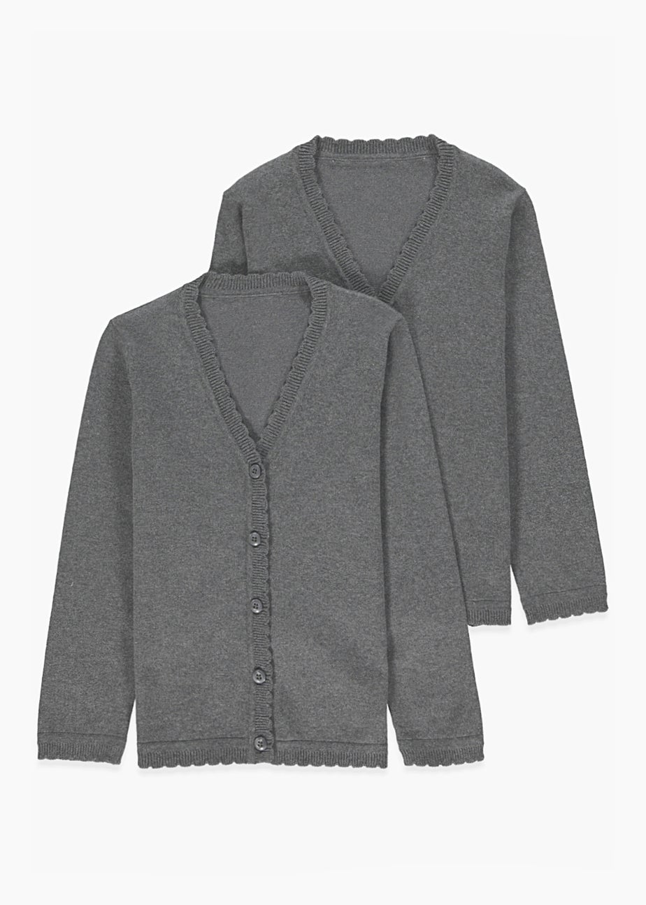 2 Pack Girls Grey School Cardigans (4-13yrs)
