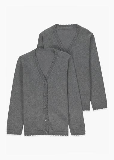 2 Pack Girls Grey School Cardigans (4-13yrs)