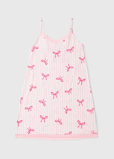 Pink Bow Stripe Chemise Nightie