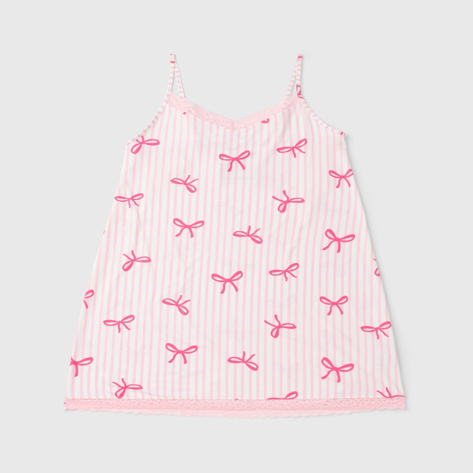 Pink Bow Stripe Chemise Nightie