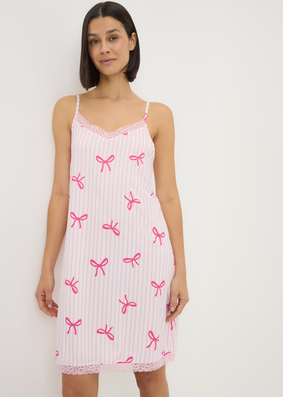 Pink Bow Stripe Chemise Nightie
