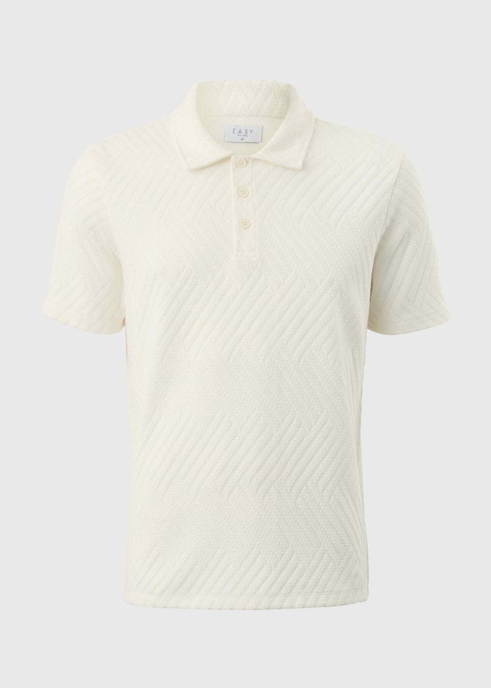 Cream Smart Jacquard Textured Polo Shirt