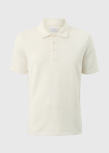 Cream Smart Jacquard Textured Polo Shirt