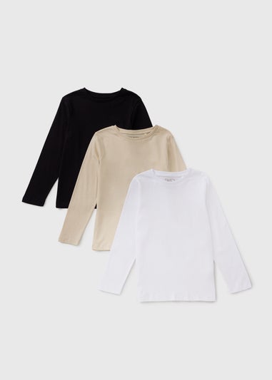 3 Pack Boys Black Long Sleeve T-Shirts (7-15yrs)