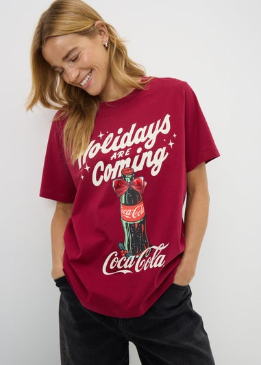 Coca Cola Burgundy Christmas T Shirt