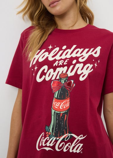 Coca Cola Burgundy Christmas T Shirt