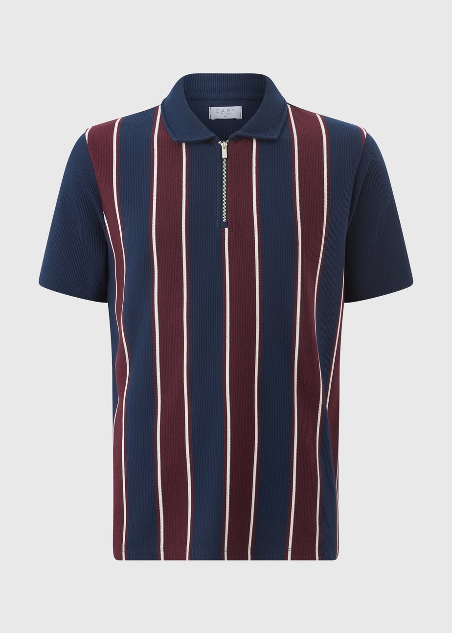 Navy Stripe Ribbed Smart Polo Shirt