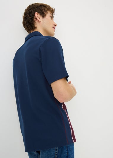 Navy Stripe Ribbed Smart Polo Shirt