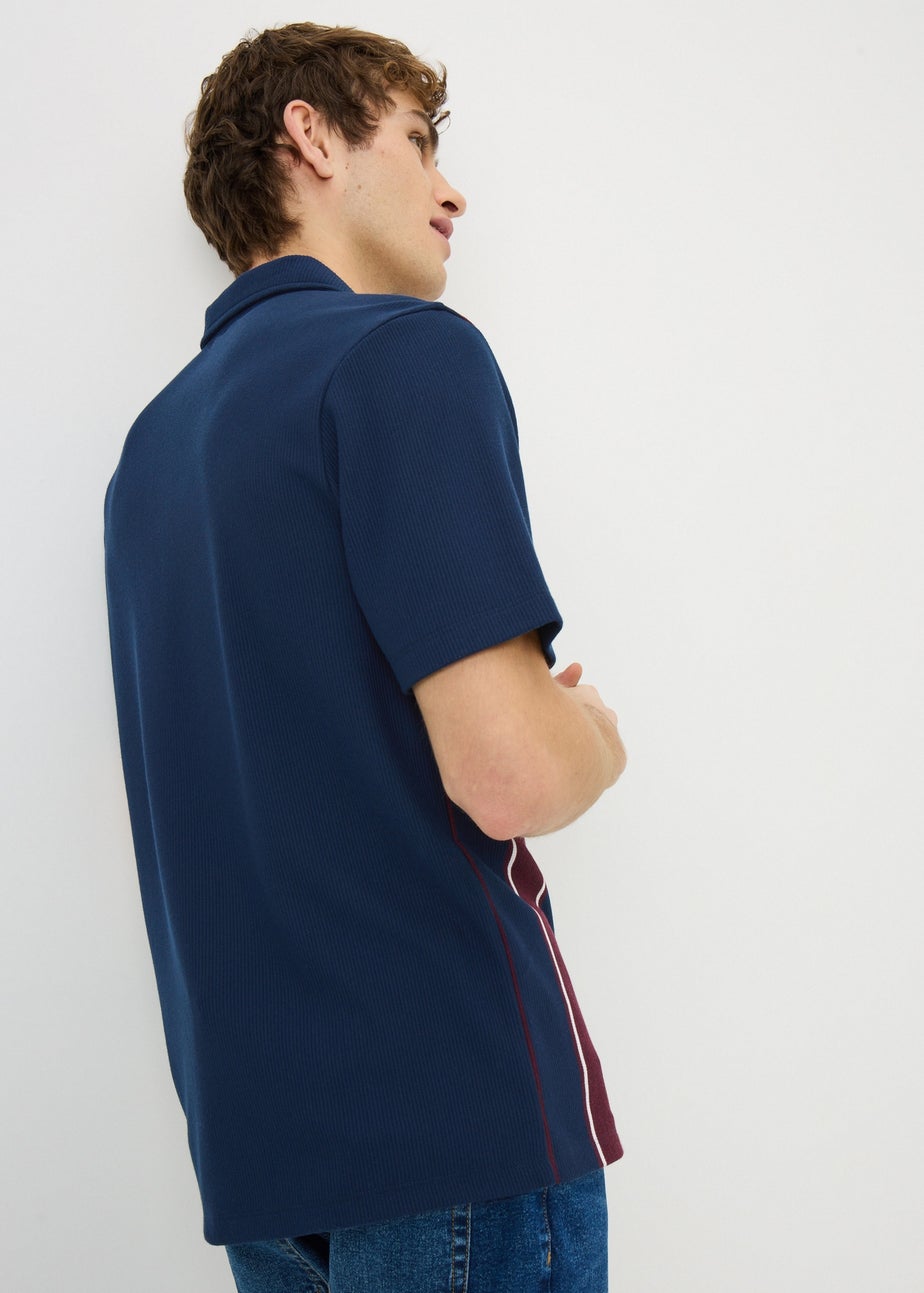 Navy Stripe Ribbed Smart Polo Shirt