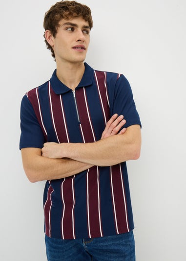 Navy Stripe Ribbed Smart Polo Shirt